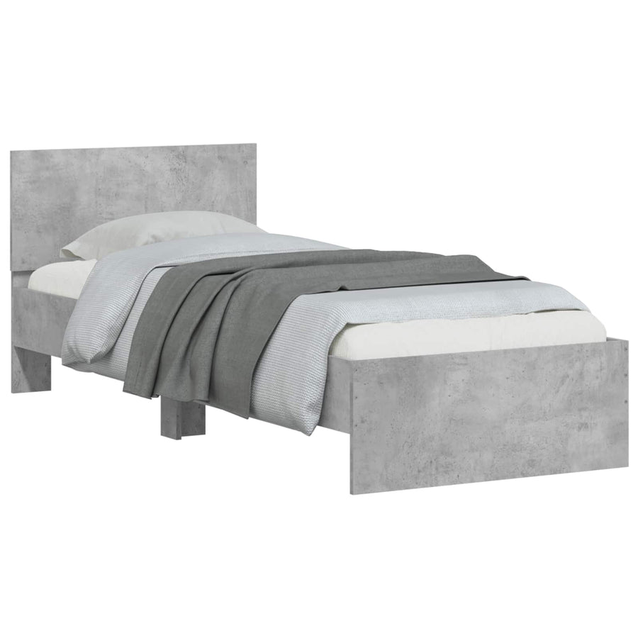 Bedframe met Hoofdeinde Betongrijs 80 x 200 cm