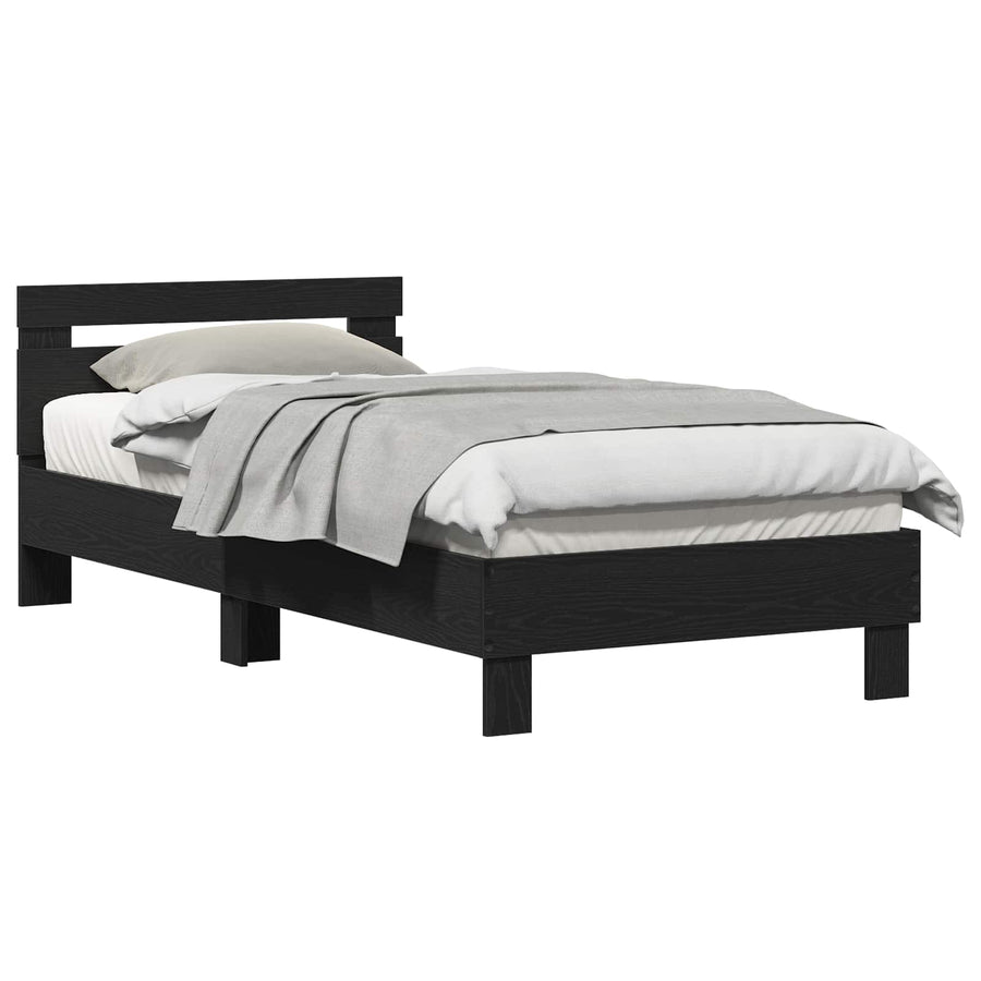 Bedframe met Hoofdeinde Zwart eiken 80 x 200 cm Bewerkt hout