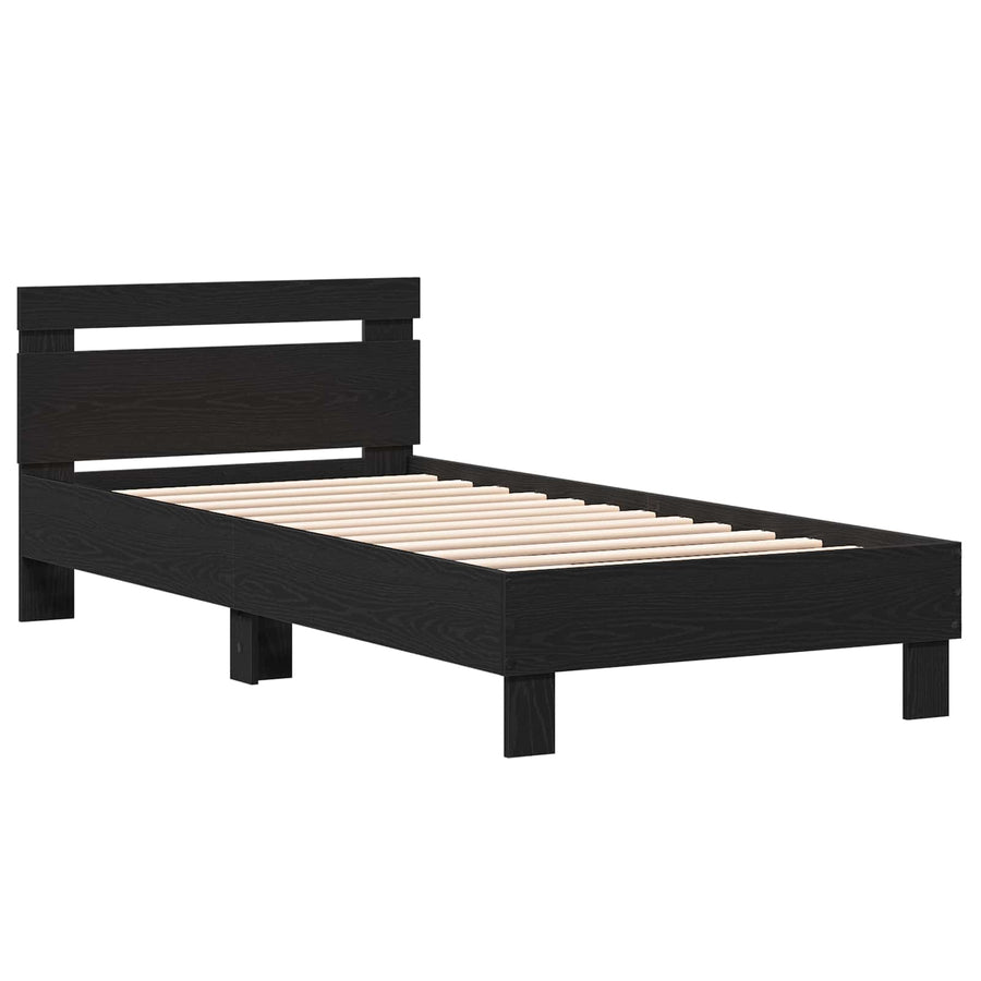 Bedframe met Hoofdeinde Zwart eiken 80 x 200 cm Bewerkt hout