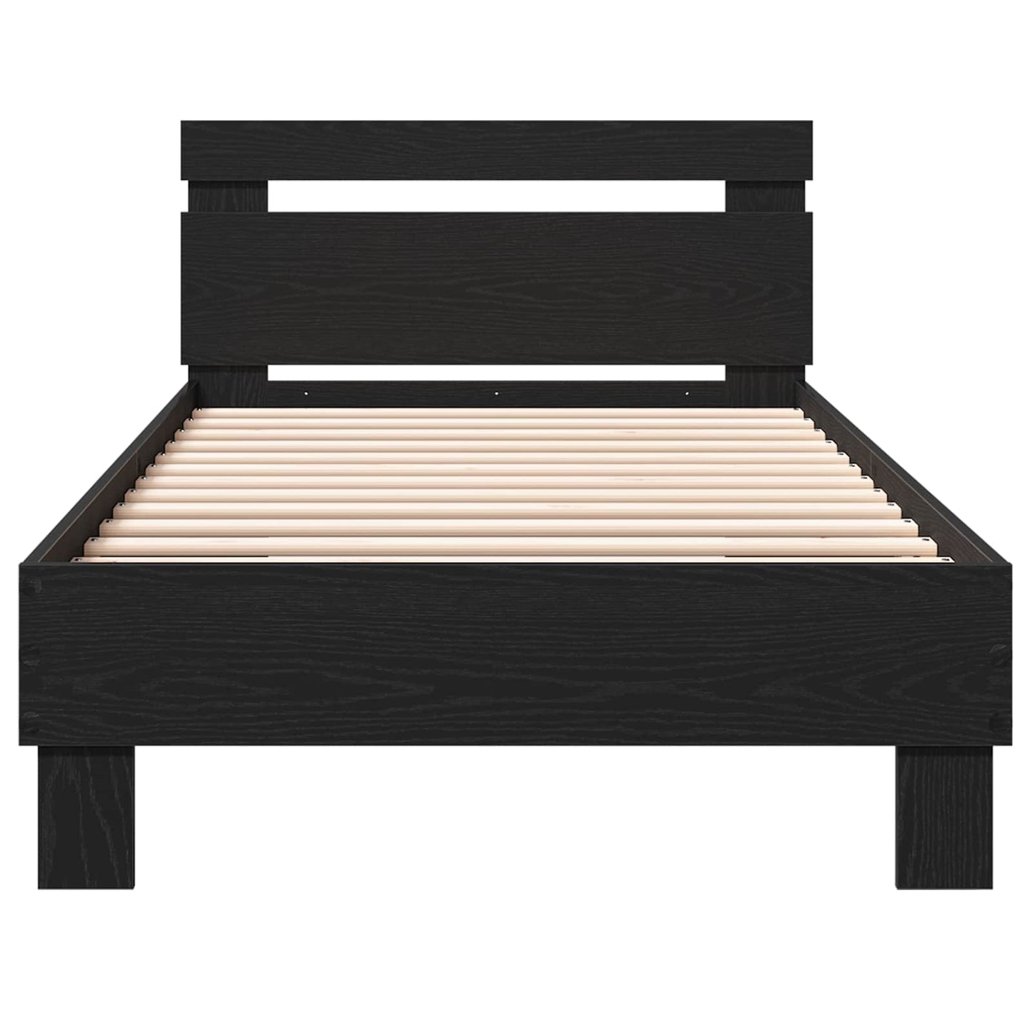 Bedframe met Hoofdeinde Zwart eiken 80 x 200 cm Bewerkt hout