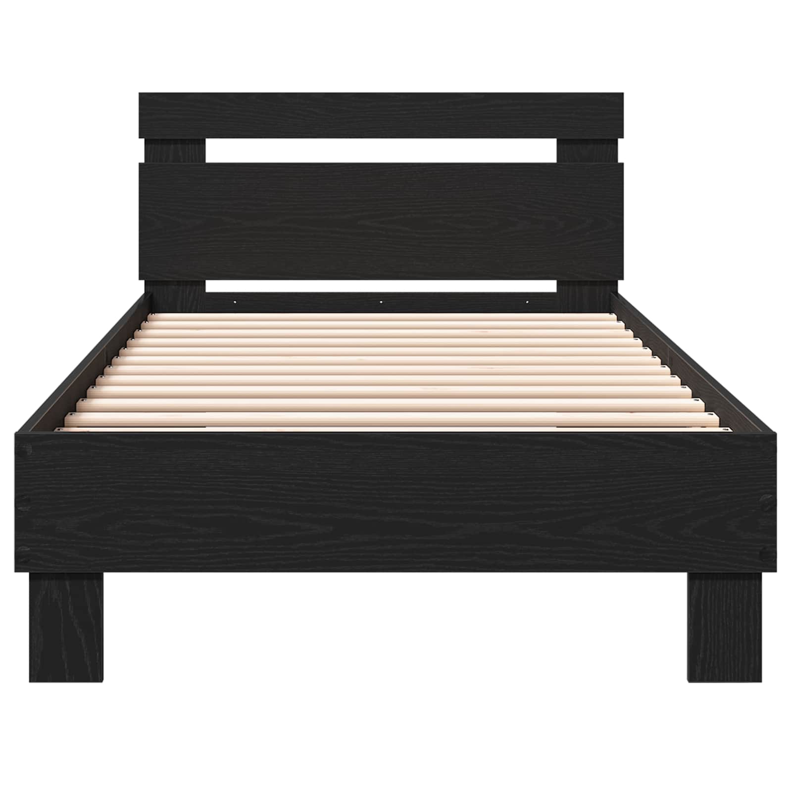 Bedframe met Hoofdeinde Zwart eiken 80 x 200 cm Bewerkt hout