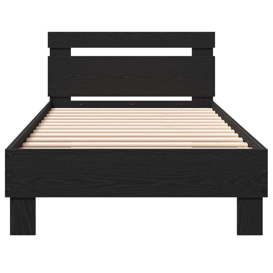 Bedframe met Hoofdeinde Zwart eiken 80 x 200 cm Bewerkt hout