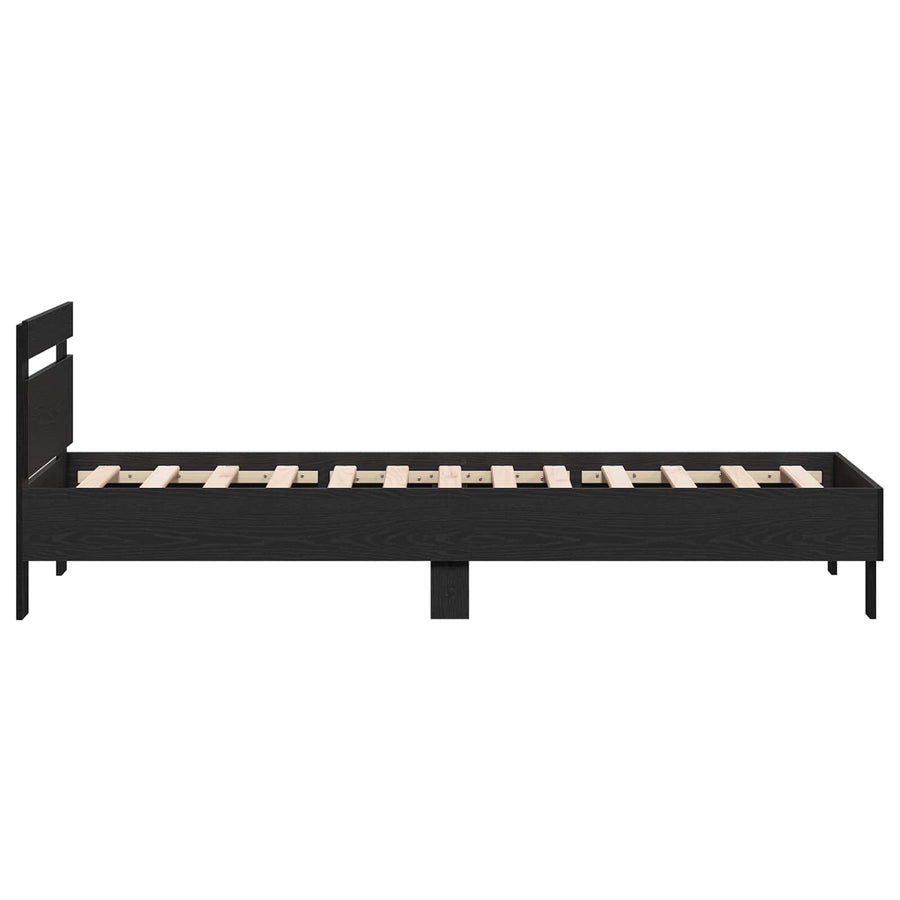 Bedframe met Hoofdeinde Zwart eiken 80 x 200 cm Bewerkt hout