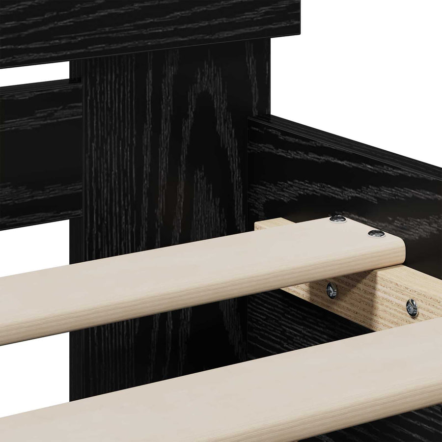 Bedframe met Hoofdeinde Zwart eiken 80 x 200 cm
