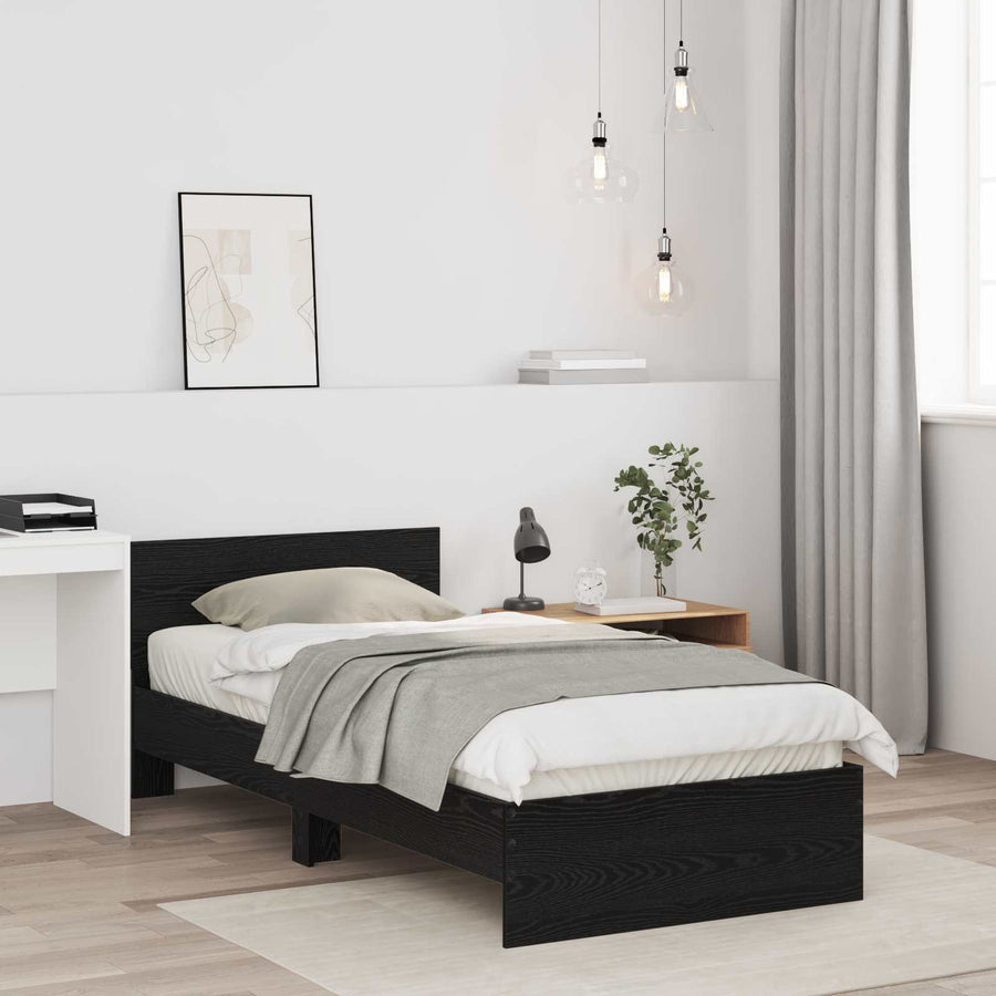 Bedframe met Hoofdeinde Zwart eiken 80 x 200 cm