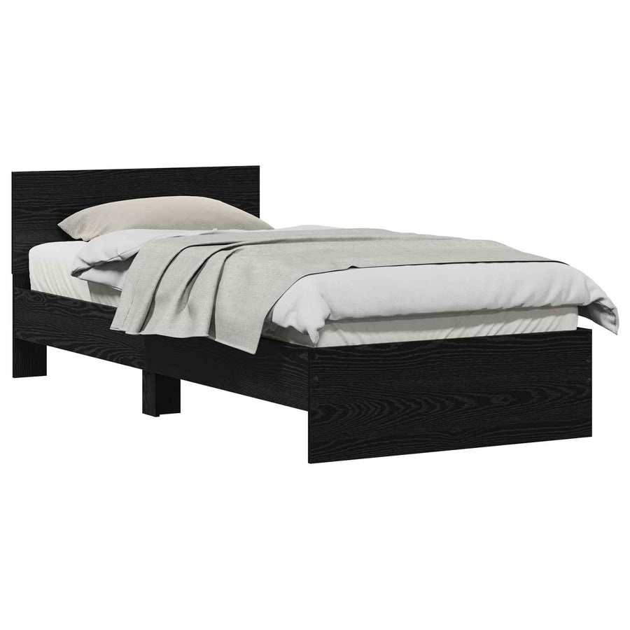 Bedframe met Hoofdeinde Zwart eiken 80 x 200 cm