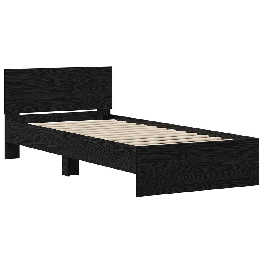 Bedframe met Hoofdeinde Zwart eiken 80 x 200 cm