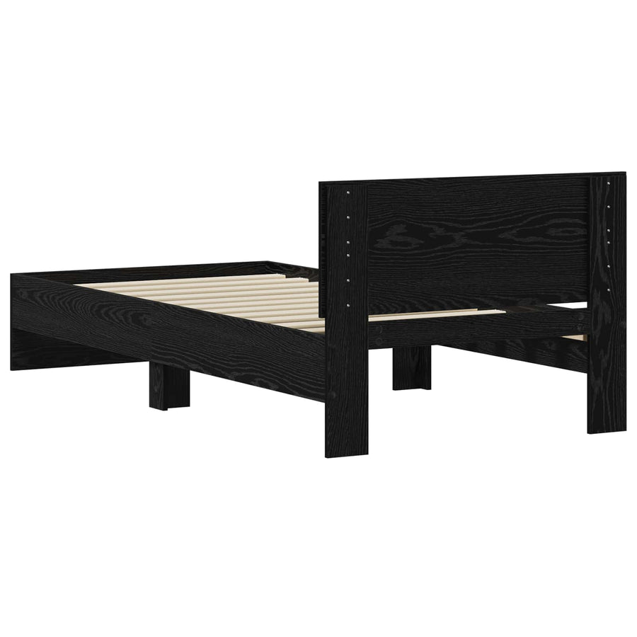 Bedframe met Hoofdeinde Zwart eiken 80 x 200 cm