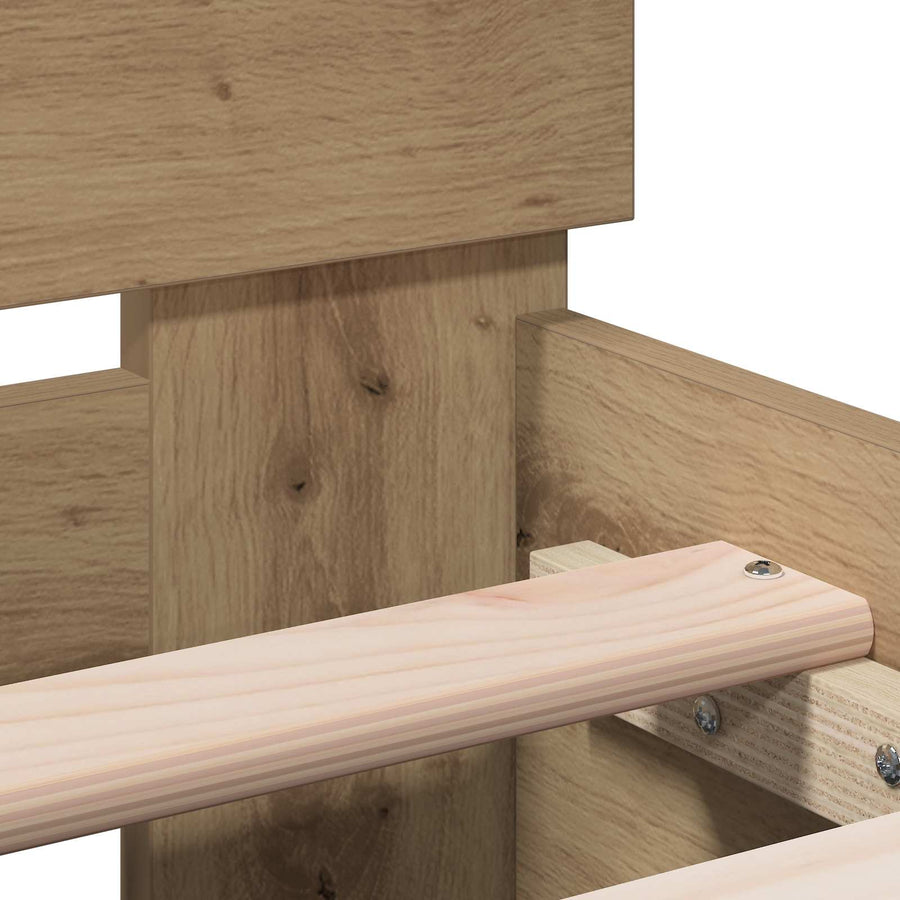 Bedframe met Hoofdeinde Artisanaal eiken 80 x 200 cm