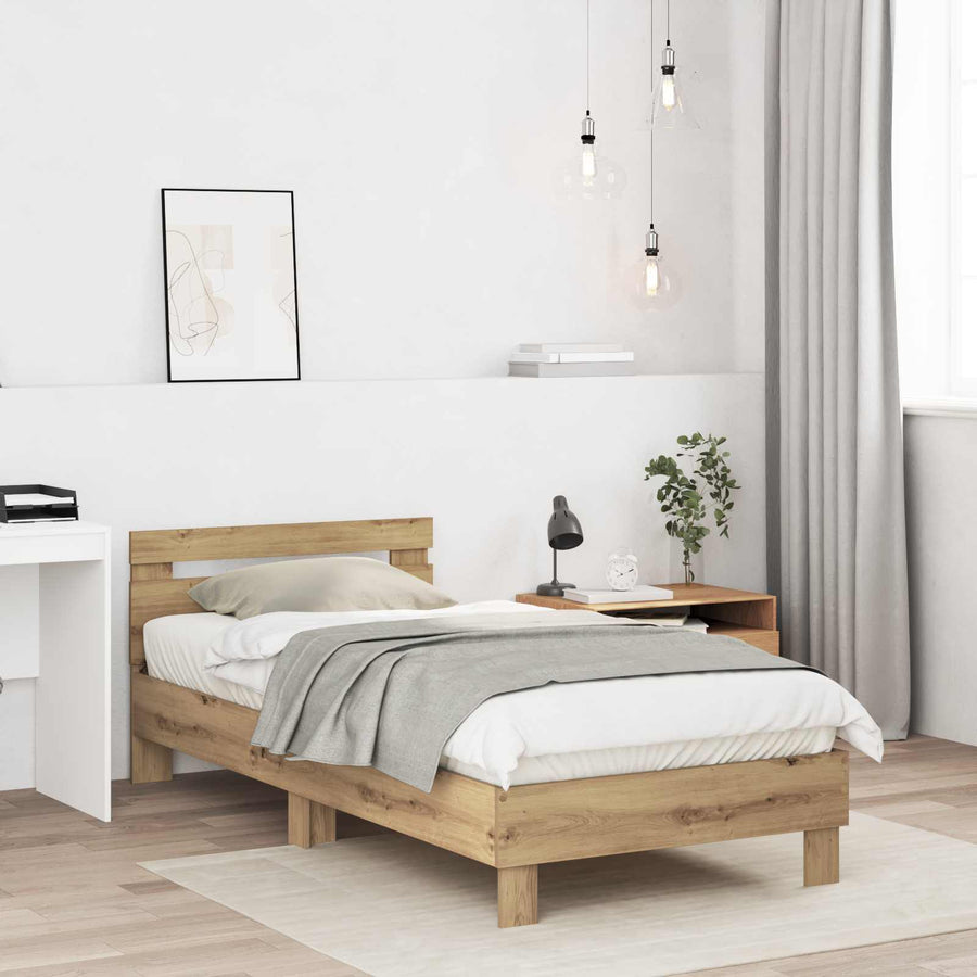 Bedframe met Hoofdeinde Artisanaal eiken 80 x 200 cm