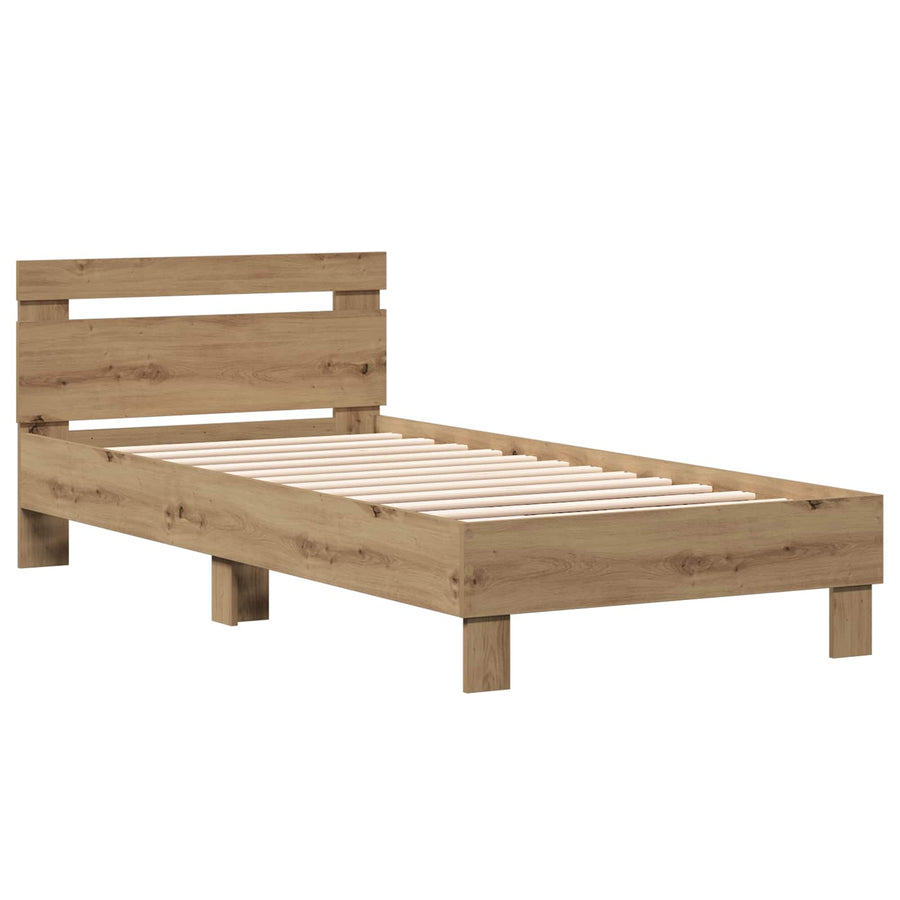 Bedframe met Hoofdeinde Artisanaal eiken 80 x 200 cm