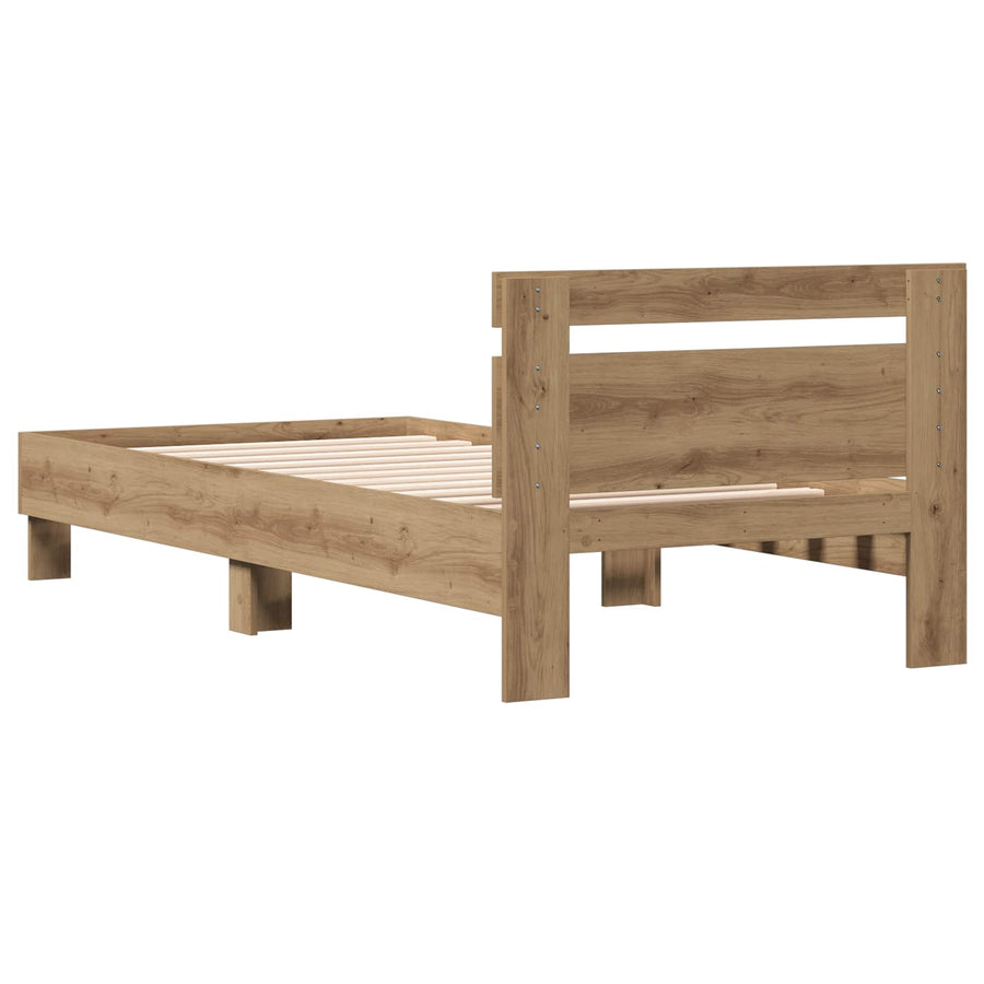 Bedframe met Hoofdeinde Artisanaal eiken 80 x 200 cm