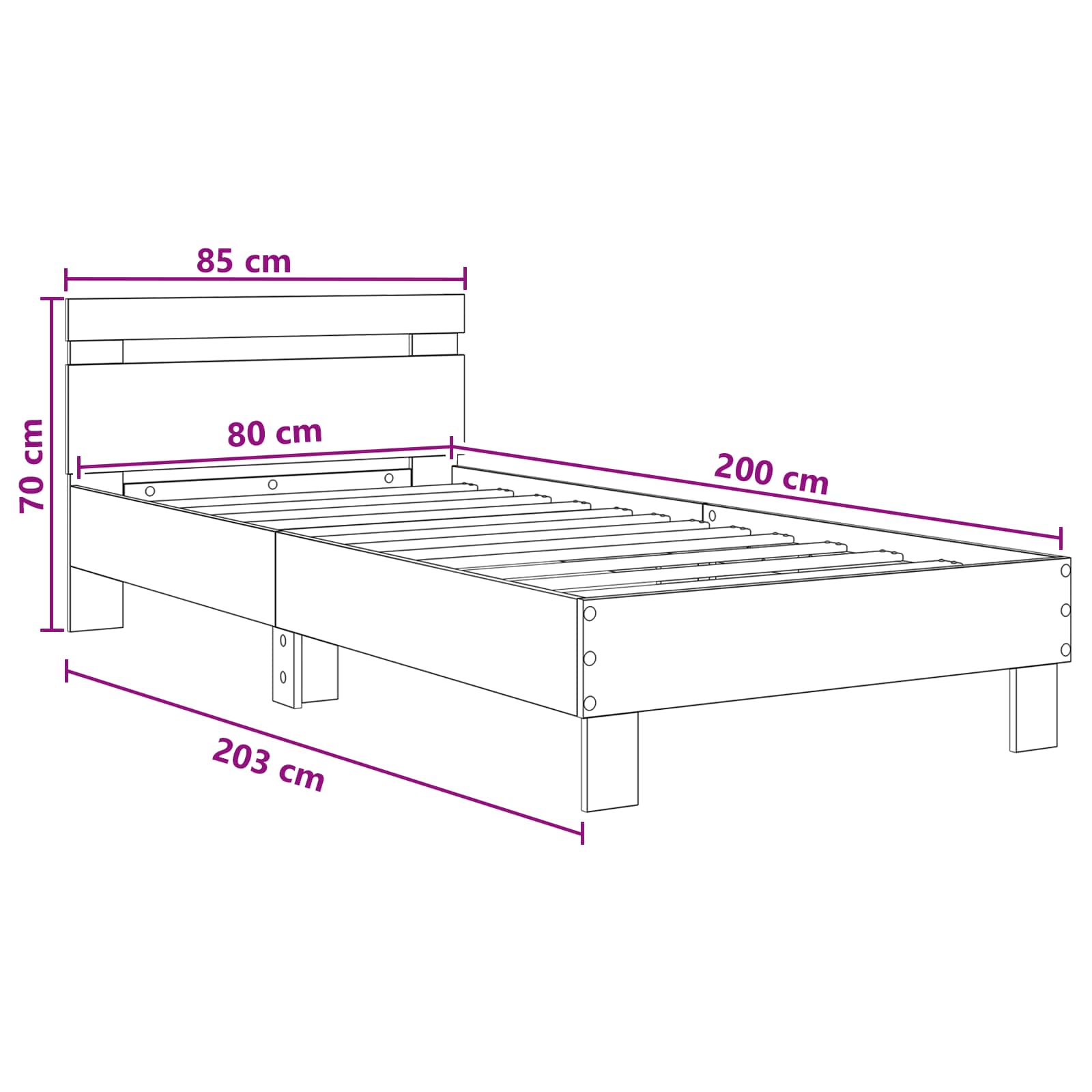 Bedframe met Hoofdeinde Artisanaal eiken 80 x 200 cm