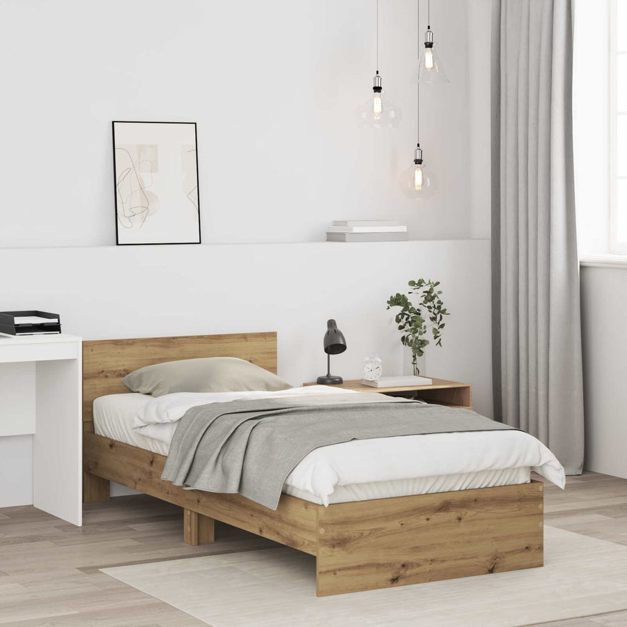 Bedframe met Hoofdeinde Artisanaal eiken 80 x 200 cm