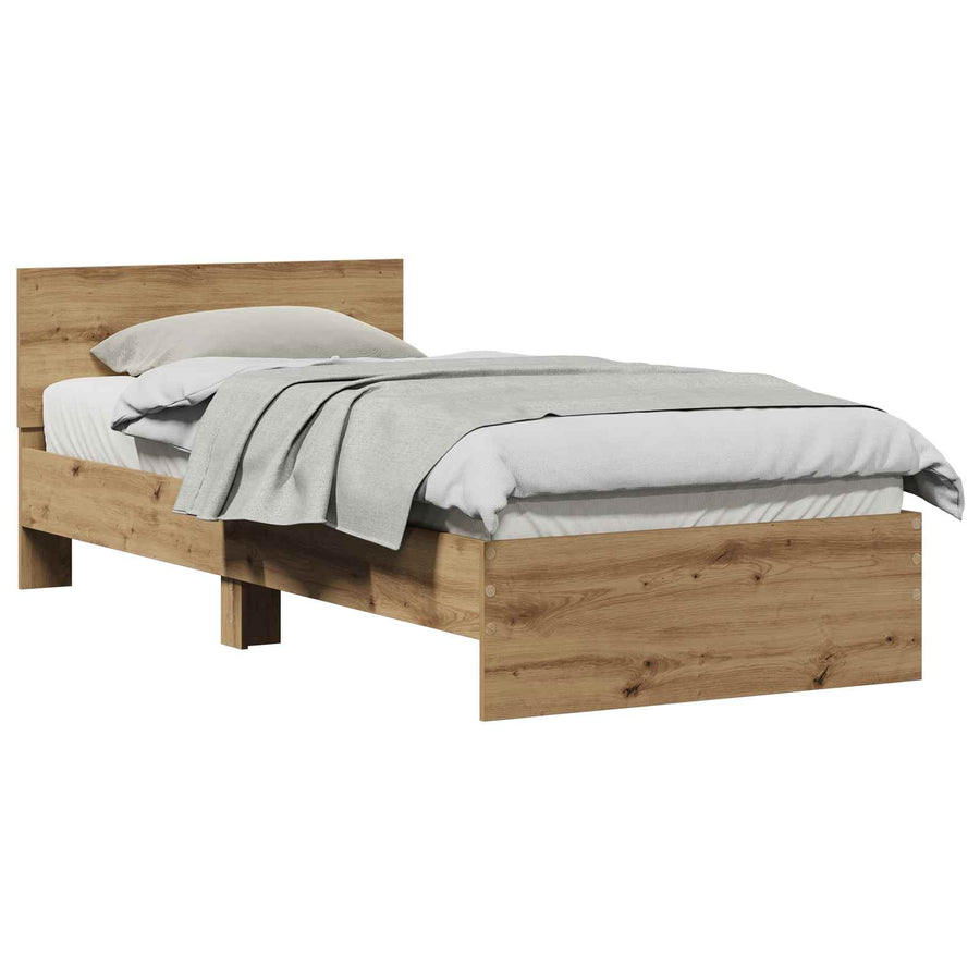 Bedframe met Hoofdeinde Artisanaal eiken 80 x 200 cm