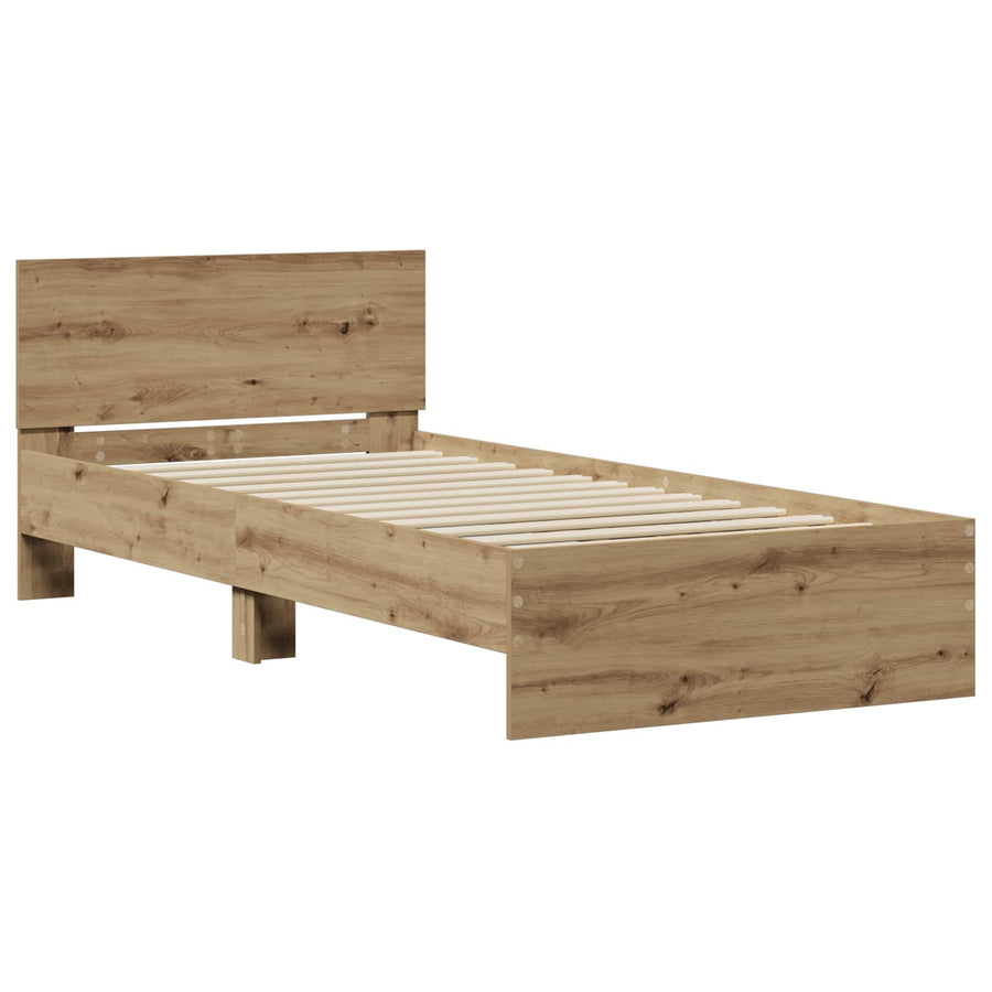 Bedframe met Hoofdeinde Artisanaal eiken 80 x 200 cm