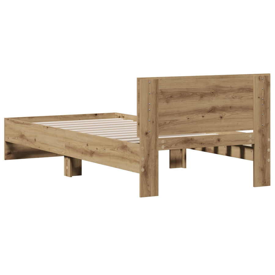 Bedframe met Hoofdeinde Artisanaal eiken 80 x 200 cm