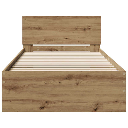 Bedframe met Hoofdeinde Artisanaal eiken 80 x 200 cm