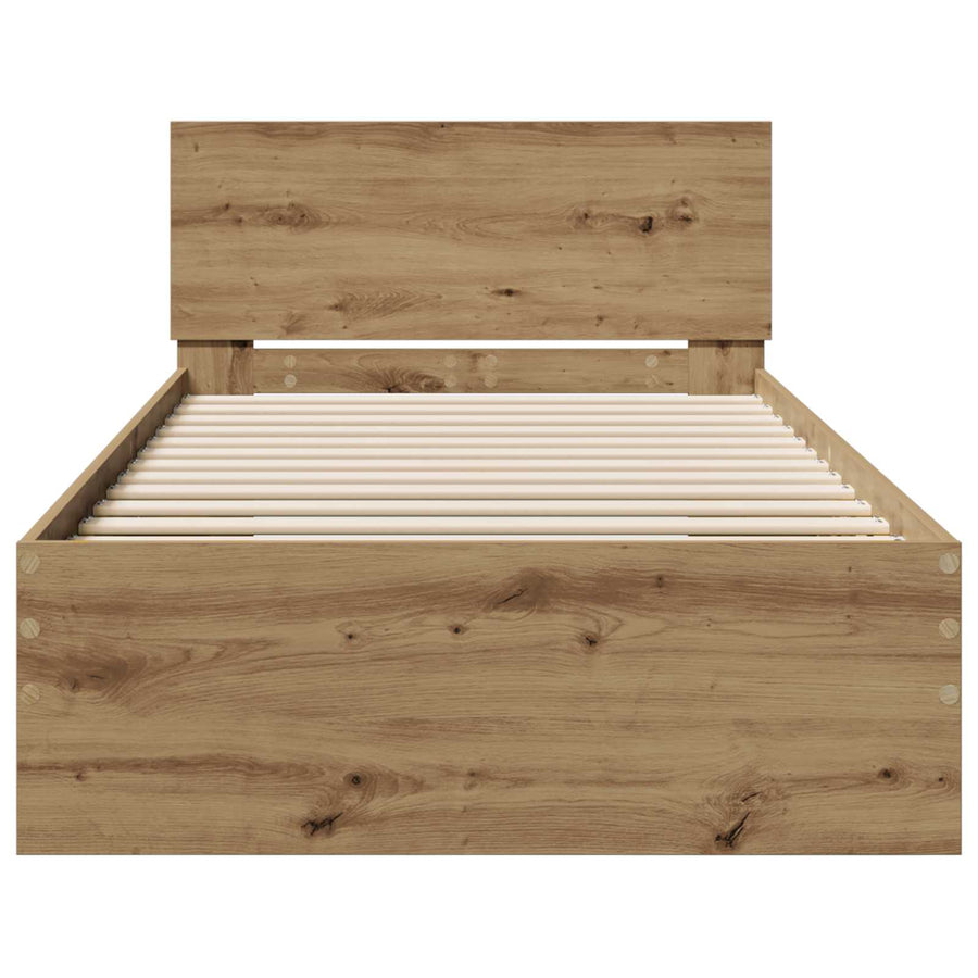 Bedframe met Hoofdeinde Artisanaal eiken 80 x 200 cm