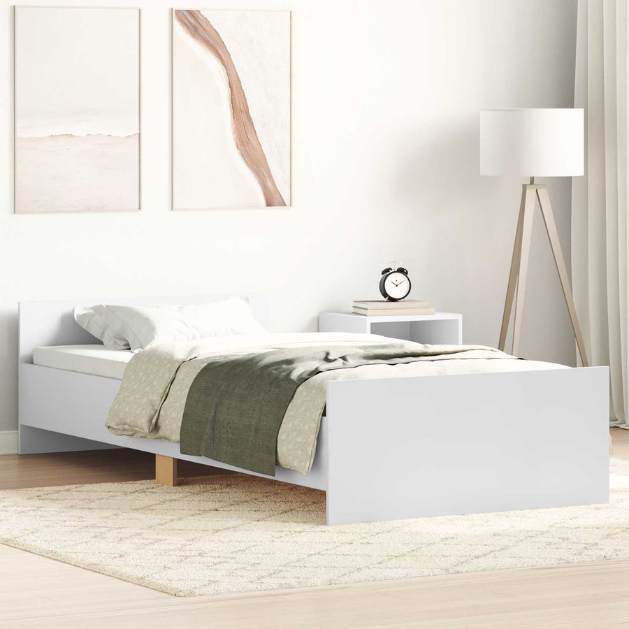 Bedframe met Hoofdeinde Wit 80 x 200 cm Bewerkt hout