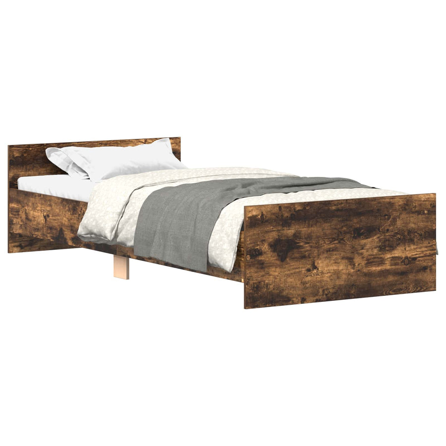 Bedframe met Hoofdeinde Gerookt eiken 80 x 200 cm Bewerkt hout