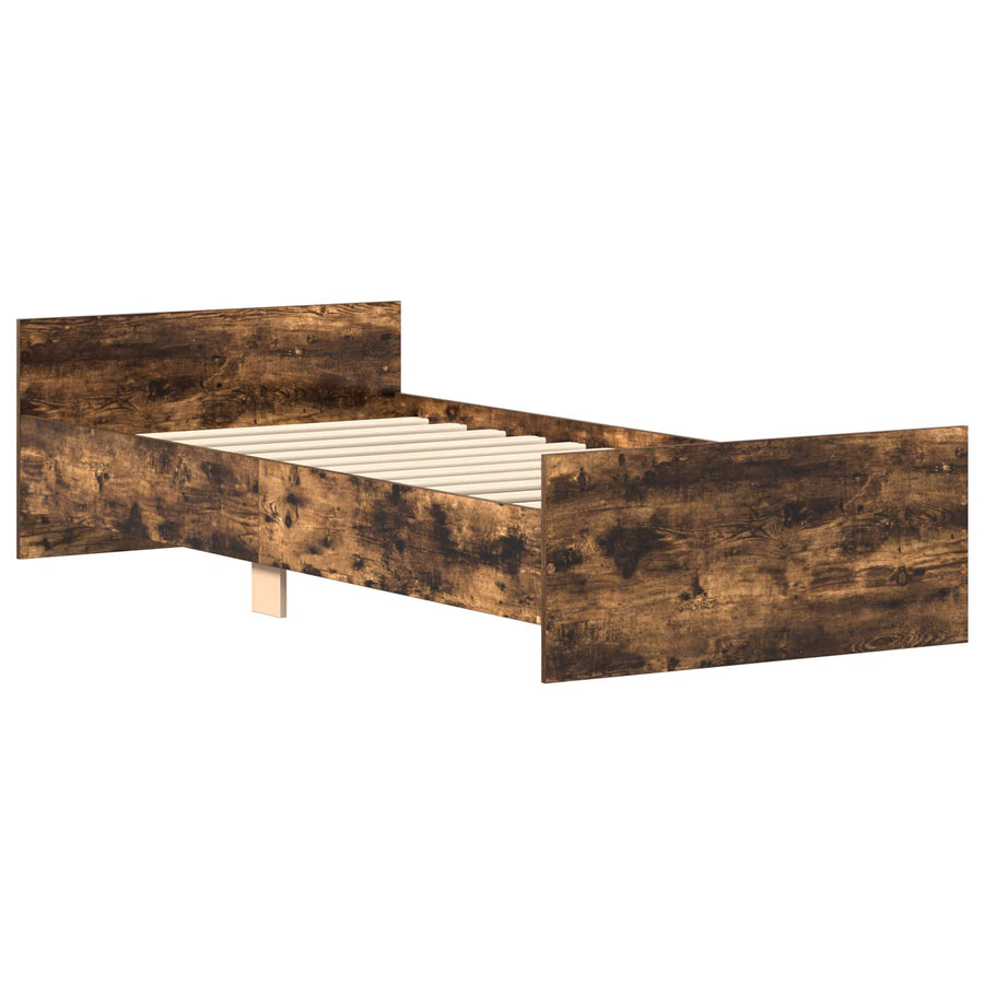 Bedframe met Hoofdeinde Gerookt eiken 80 x 200 cm Bewerkt hout