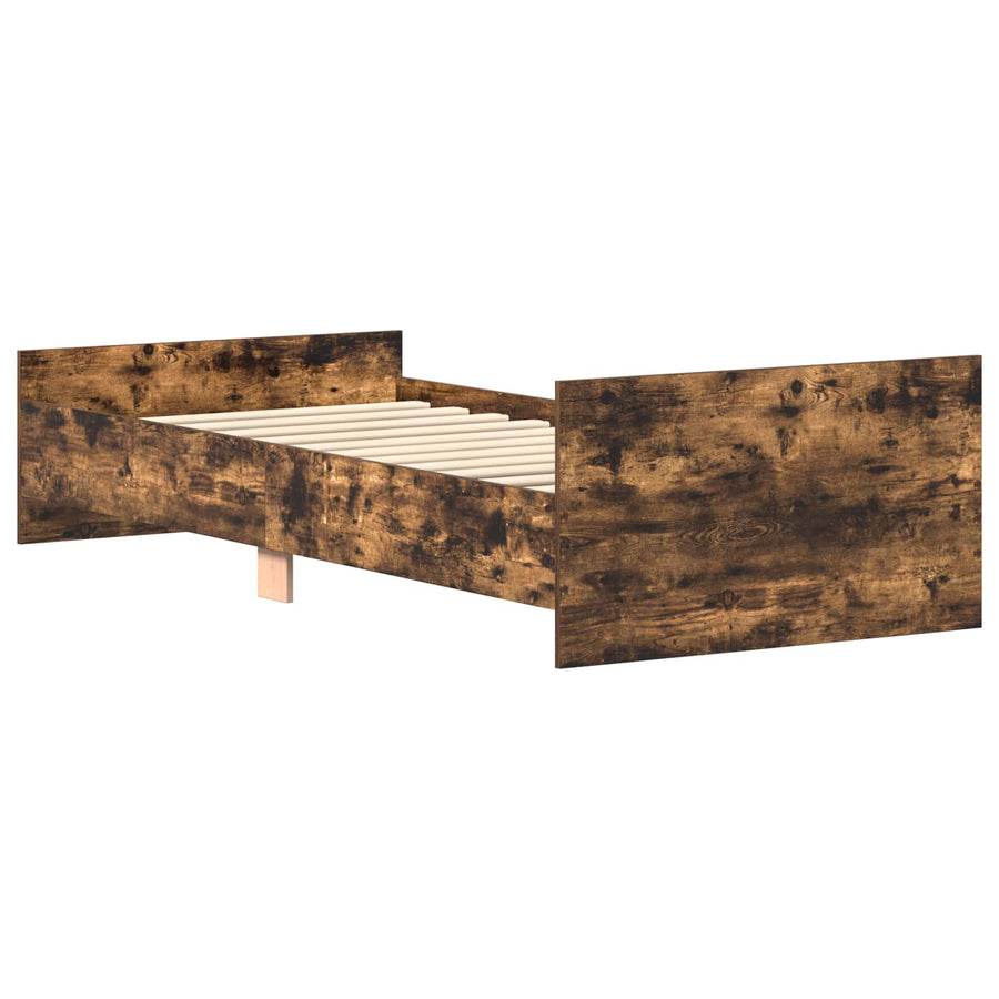 Bedframe met Hoofdeinde Gerookt eiken 80 x 200 cm Bewerkt hout