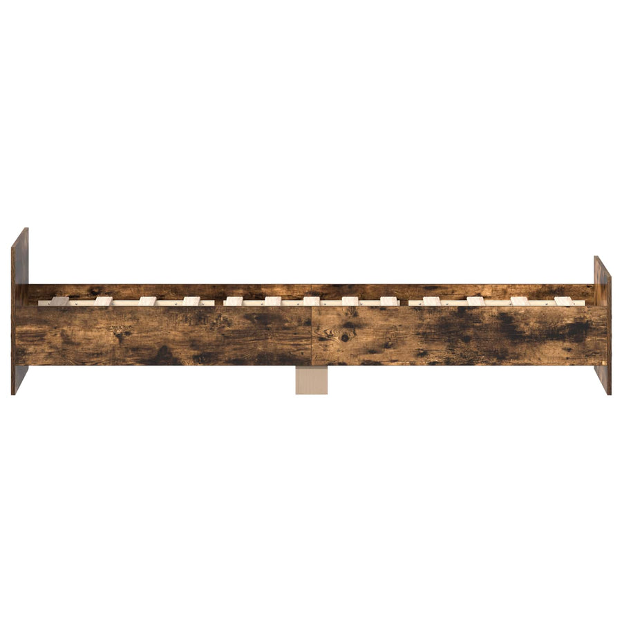 Bedframe met Hoofdeinde Gerookt eiken 80 x 200 cm Bewerkt hout