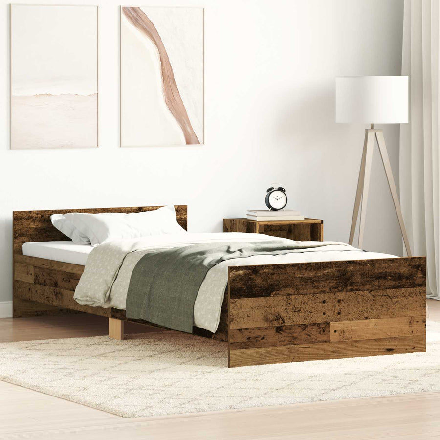 Bedframe met Hoofdeinde Oud hout 80 x 200 cm Bewerkt hout