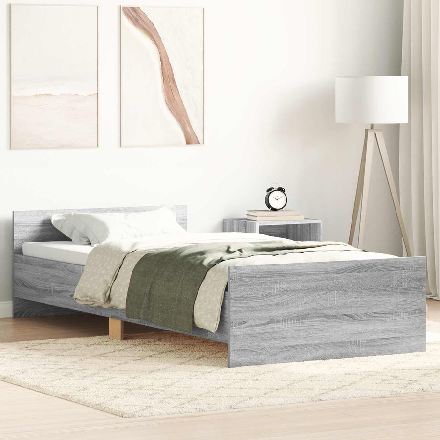 Bedframe met Hoofdeinde Grijs Sonoma 80 x 200 cm Bewerkt hout