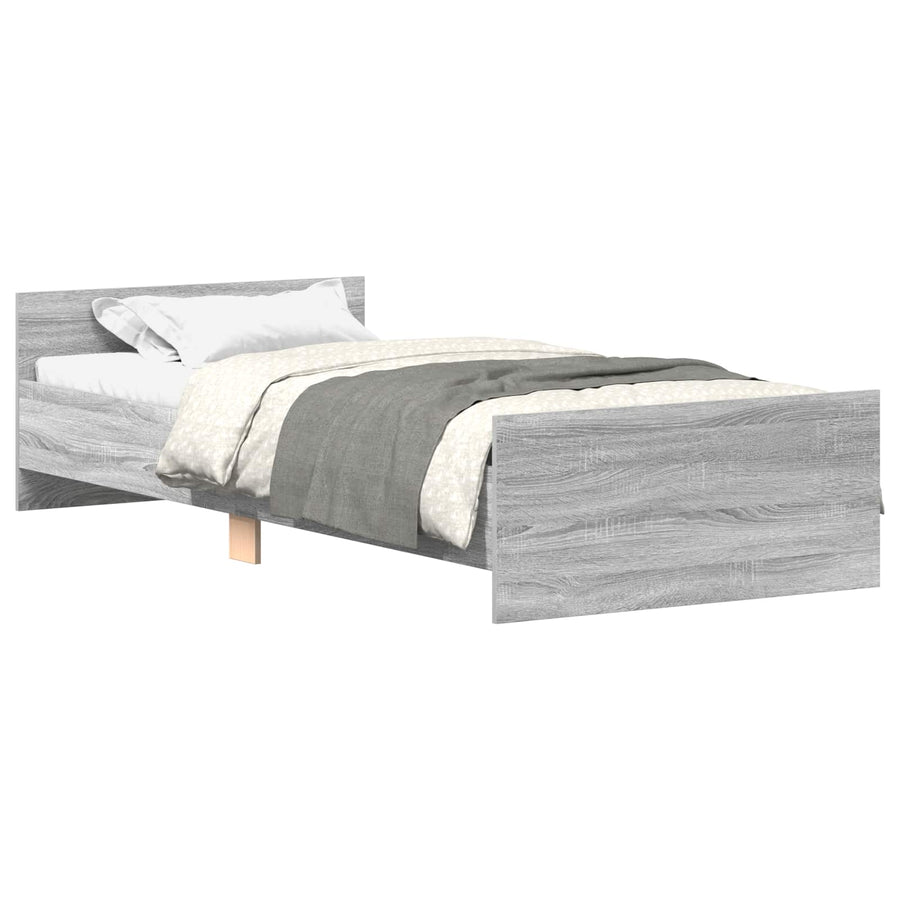 Bedframe met Hoofdeinde Grijs Sonoma 80 x 200 cm Bewerkt hout