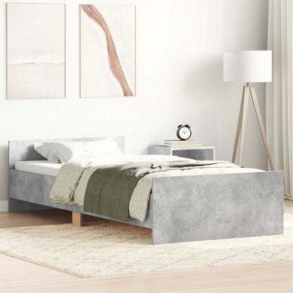 Bedframe met Hoofdeinde Betongrijs 80 x 200 cm Bewerkt hout