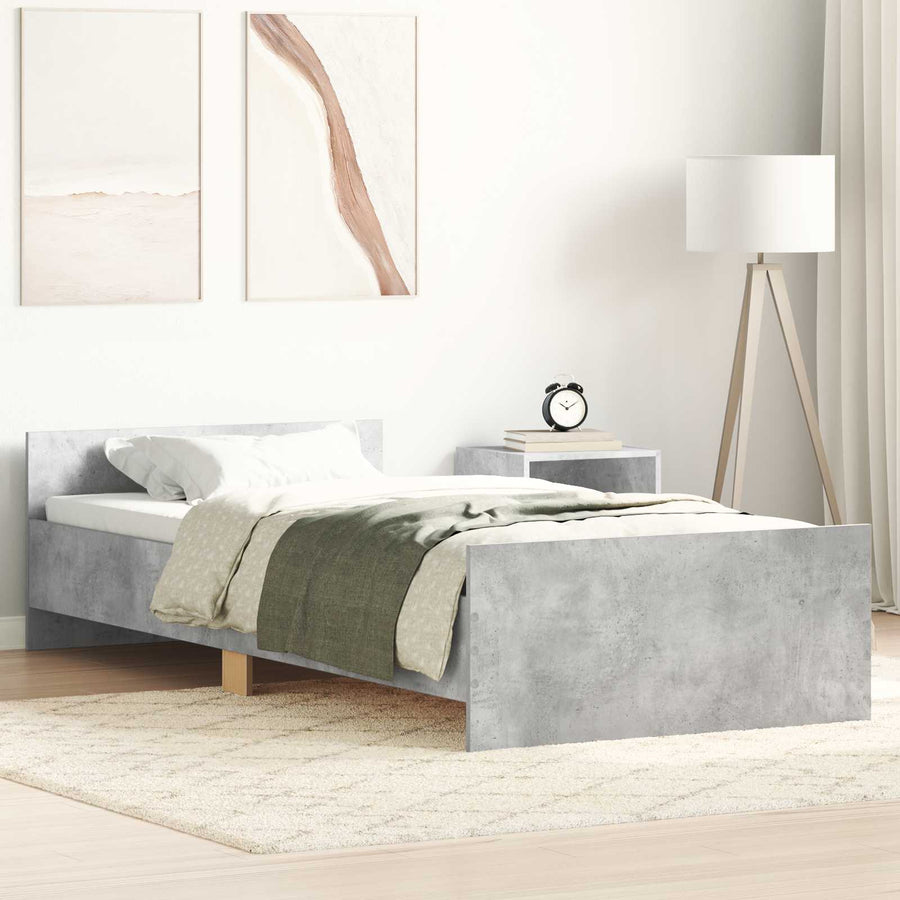 Bedframe met Hoofdeinde Betongrijs 80 x 200 cm Bewerkt hout