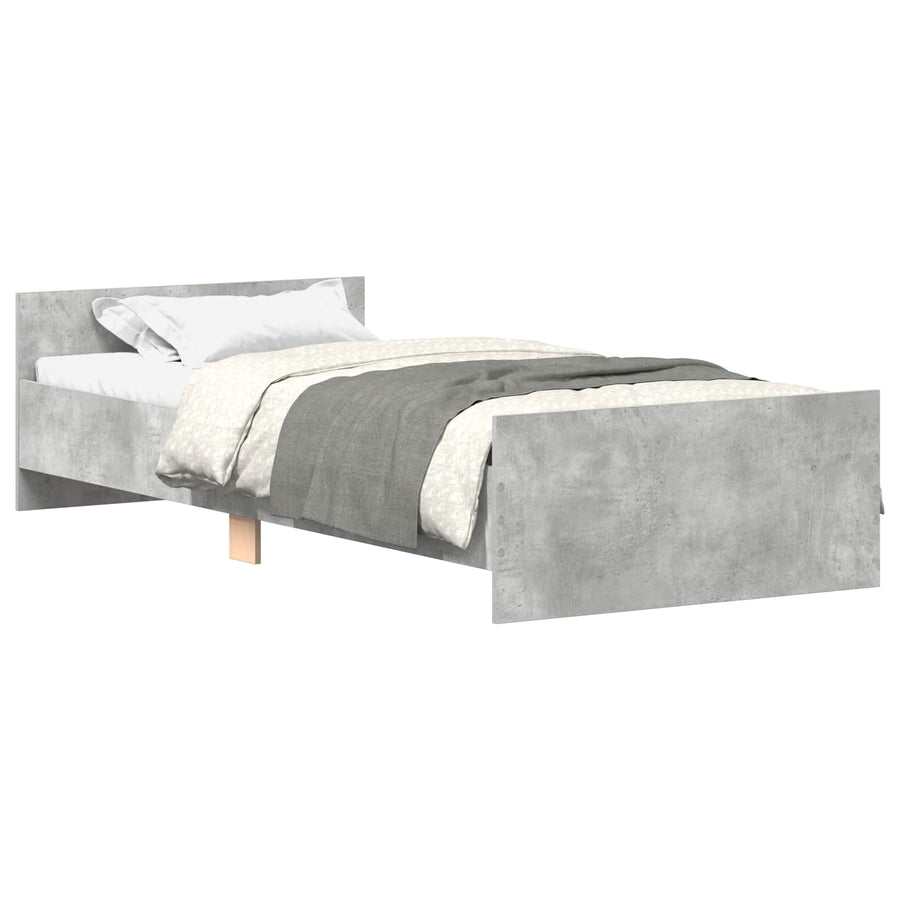 Bedframe met Hoofdeinde Betongrijs 80 x 200 cm Bewerkt hout