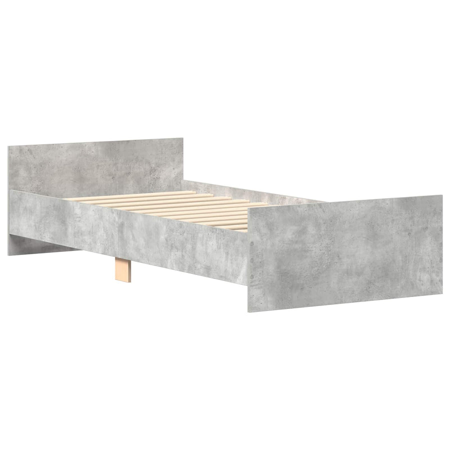 Bedframe met Hoofdeinde Betongrijs 80 x 200 cm Bewerkt hout