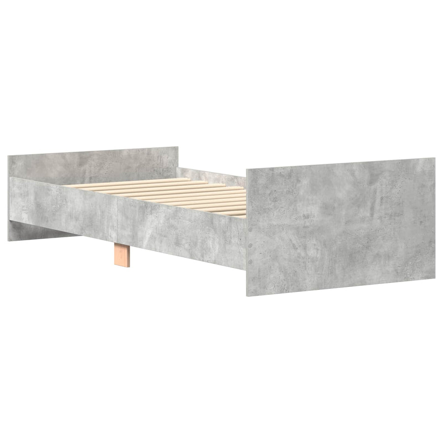 Bedframe met Hoofdeinde Betongrijs 80 x 200 cm Bewerkt hout