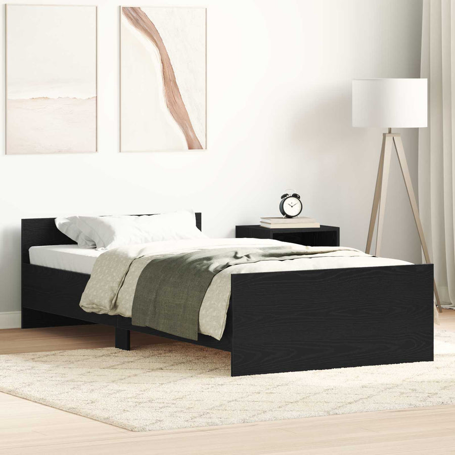Bedframe met Hoofdeinde Zwart eiken 80 x 200 cm Bewerkt hout