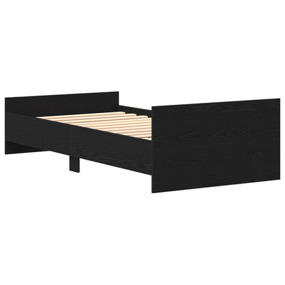 Bedframe met Hoofdeinde Zwart eiken 80 x 200 cm Bewerkt hout