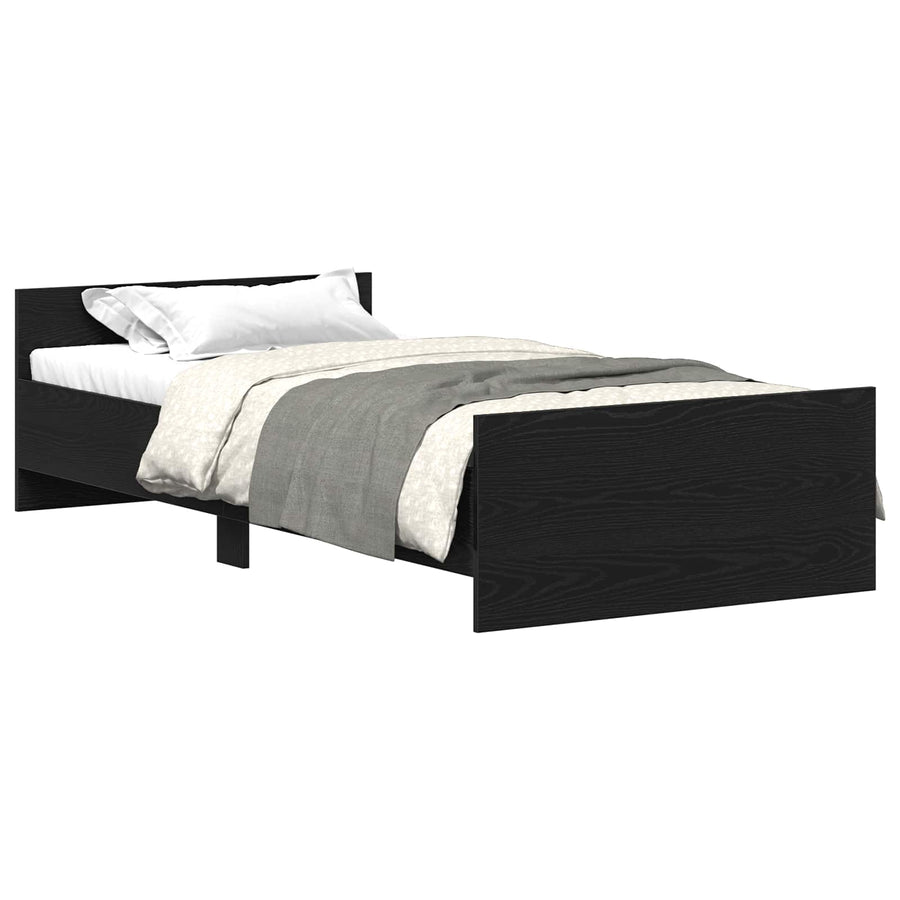 Bedframe met Hoofdeinde Zwart eiken 80 x 200 cm Bewerkt hout