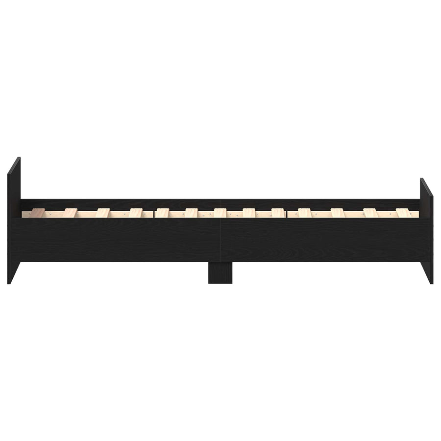Bedframe met Hoofdeinde Zwart eiken 80 x 200 cm Bewerkt hout