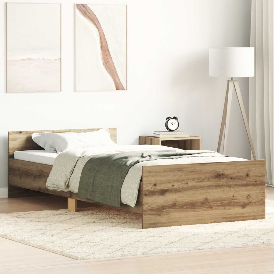 Bedframe met Hoofdeinde Artisanaal eiken 80 x 200 cm