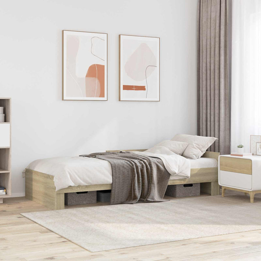 Bedframe met Hoofdeinde Sonoma Eiken 80 x 200 cm Bewerkt hout