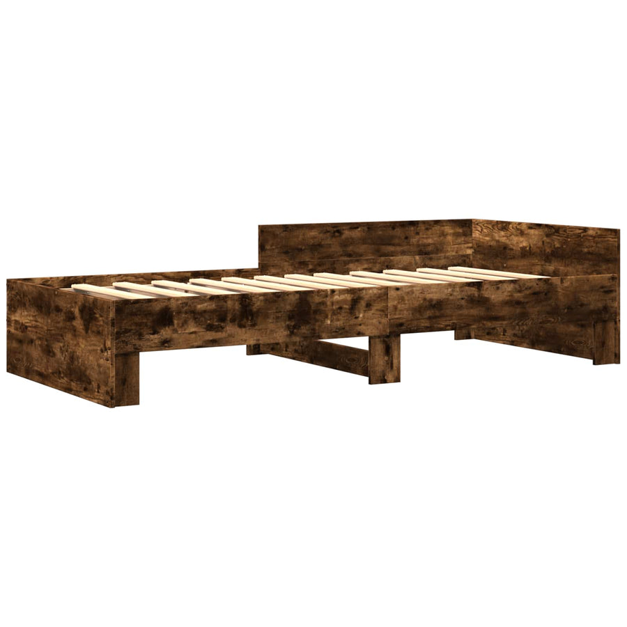 Bedframe met Hoofdeinde Gerookt eiken 80 x 200 cm Bewerkt hout