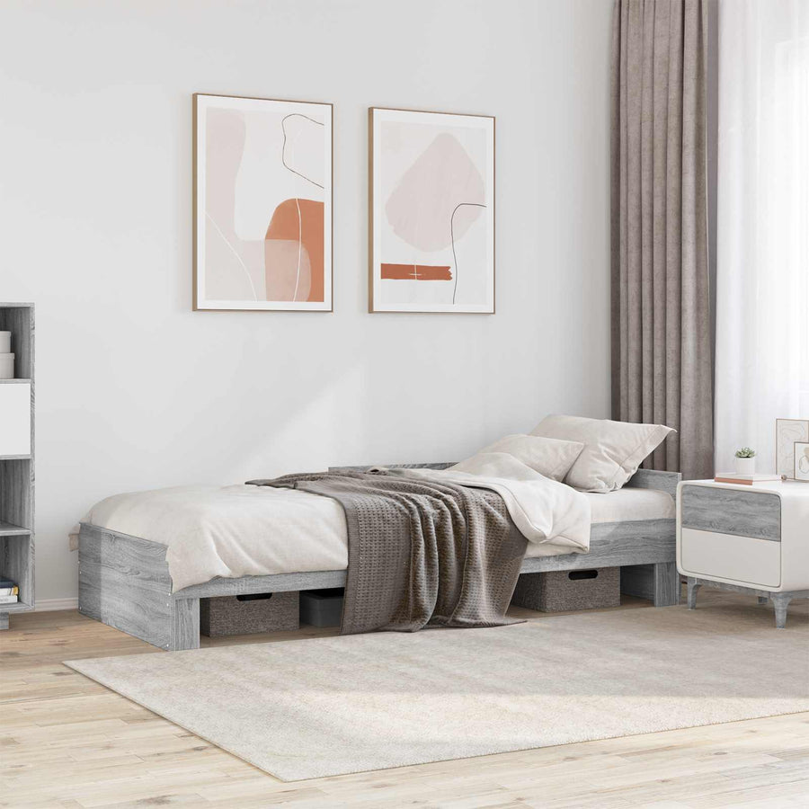 Bedframe met Hoofdeinde Grijs Sonoma 80 x 200 cm Bewerkt hout
