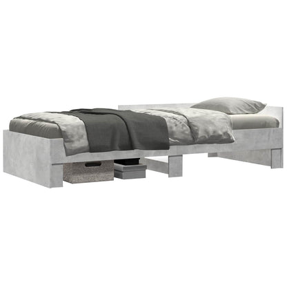 Bedframe met Hoofdeinde Betongrijs 80 x 200 cm Bewerkt hout