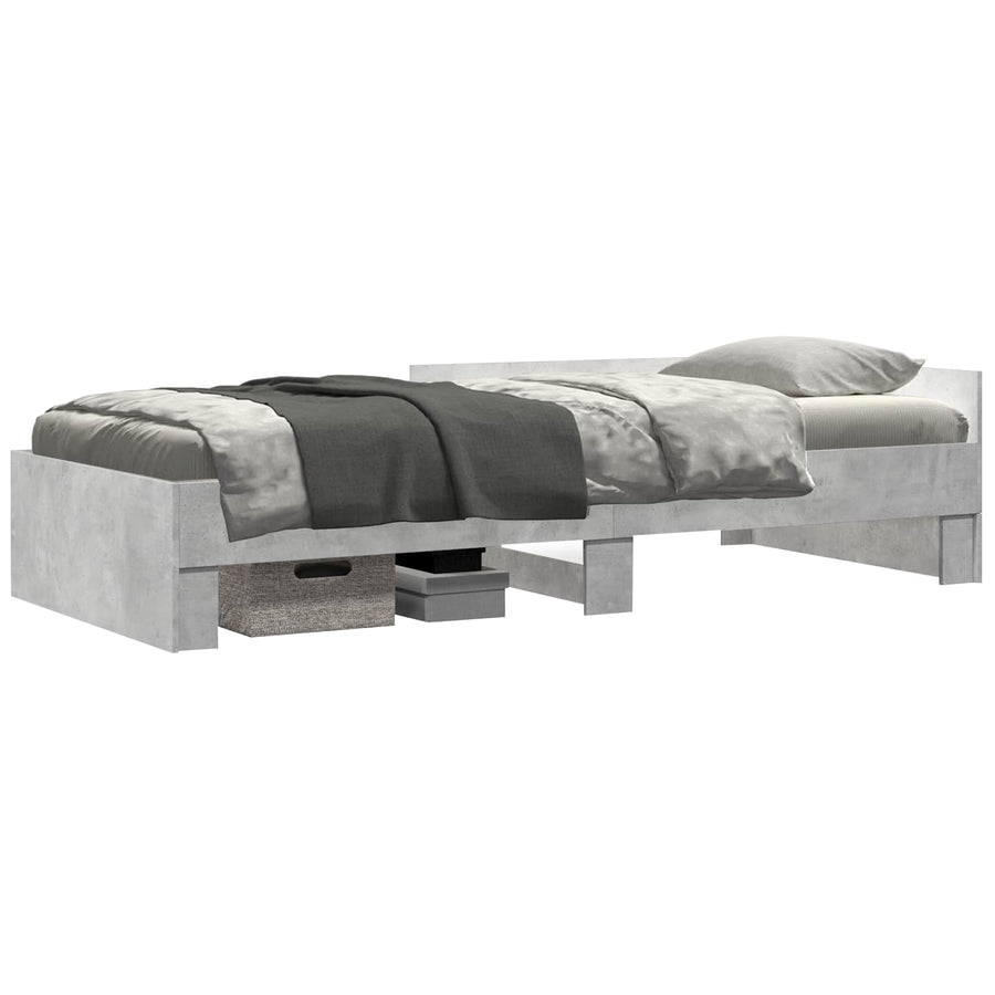Bedframe met Hoofdeinde Betongrijs 80 x 200 cm Bewerkt hout