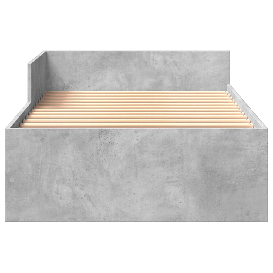 Bedframe met Hoofdeinde Betongrijs 80 x 200 cm Bewerkt hout