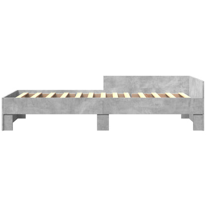 Bedframe met Hoofdeinde Betongrijs 80 x 200 cm Bewerkt hout
