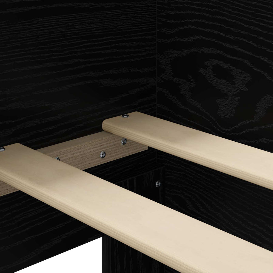 Bedframe met Hoofdeinde Zwart eiken 80 x 200 cm Bewerkt hout
