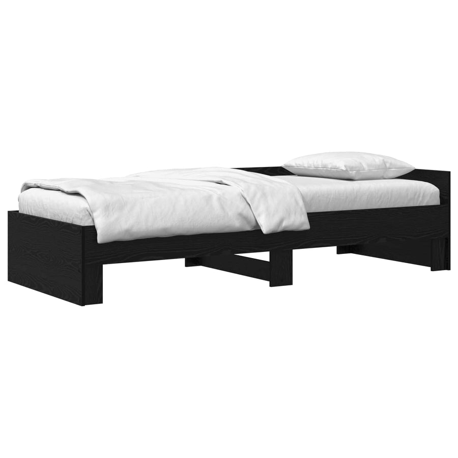 Bedframe met Hoofdeinde Zwart eiken 80 x 200 cm Bewerkt hout